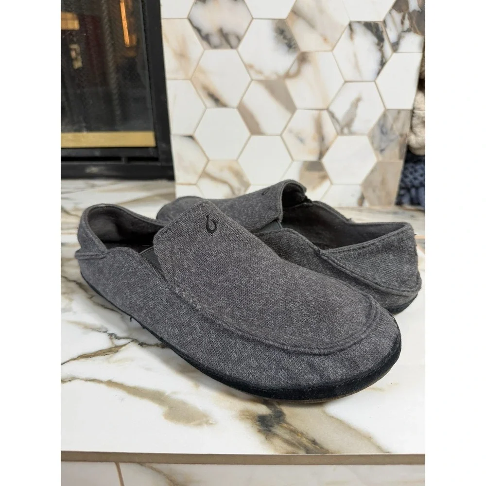 Olukai Moloa Hulu Loafers Men 11 Grey Heathered Wool Blend Slip On 10411-6C6C